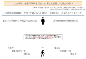 １か月の年金保険料を支払った場合と免除した場合の違い